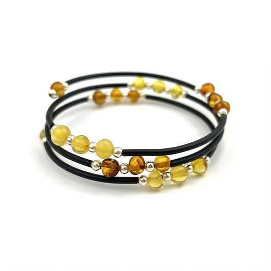 Polished Baroque Beads Memory Wire Honey Bracelet