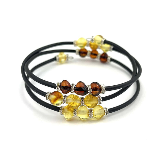 Polished Baroque Beads Memory Wire Multicolor Bracelet