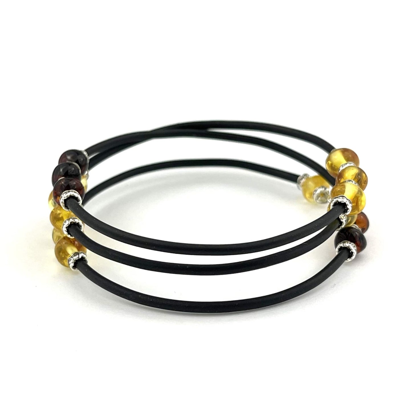 Polished Baroque Beads Memory Wire Multicolor Bracelet