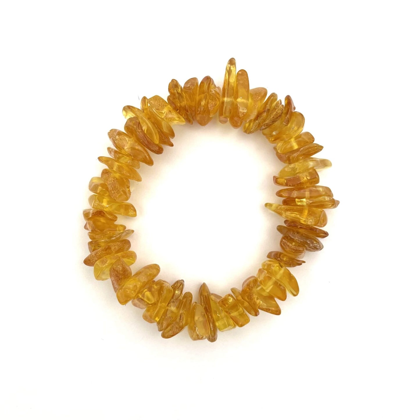 Polished Elastic Chips Honey Color Bracelet 12g+
