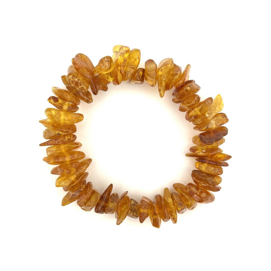 Polished Elastic Chips Dark Honey Color Bracelet 12g+