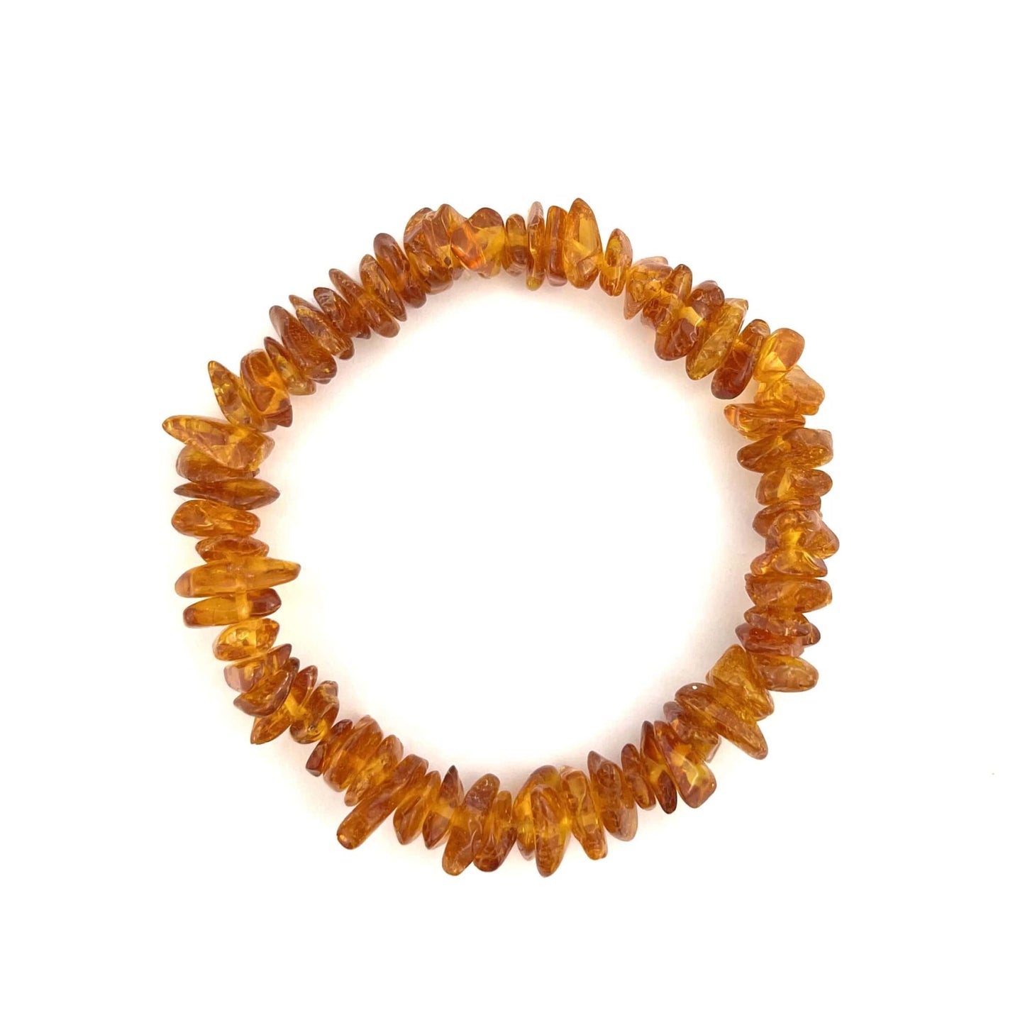 Polished Elastic Chips Dark Honey Color Bracelet