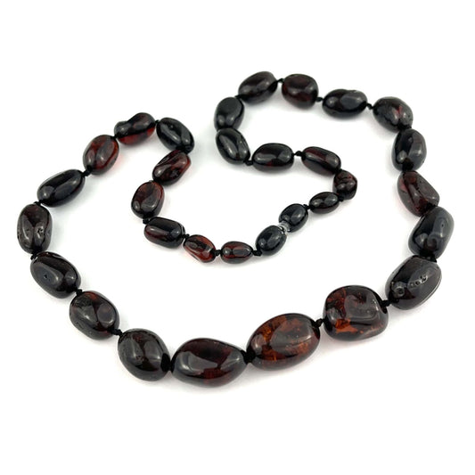 Polished Massive Oval Beads Cherry Color Necklace