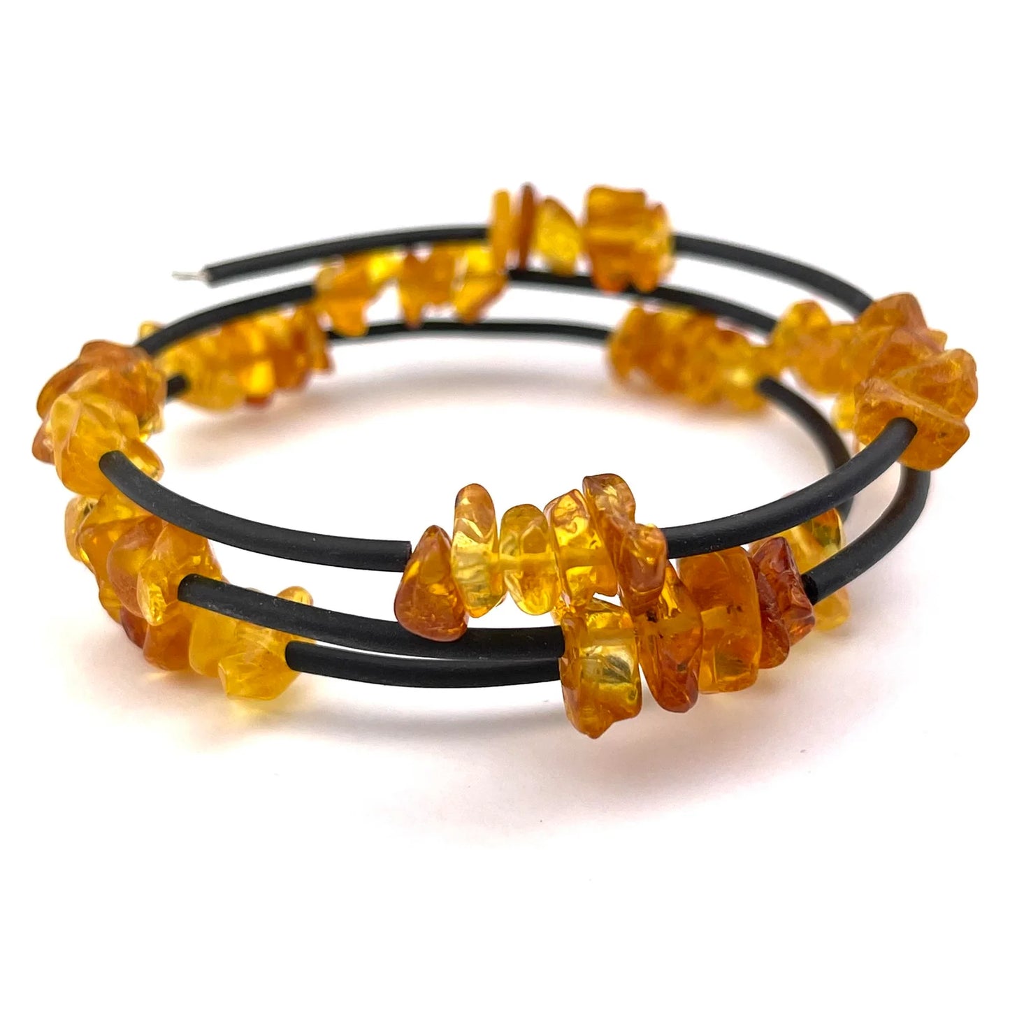 Polished Chips Beads Memory Wire Honey Color Bracelet