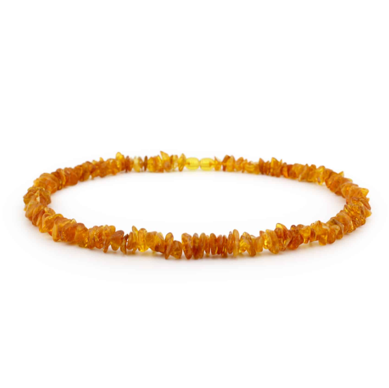 Polished Chips Beads Honey Color Necklace