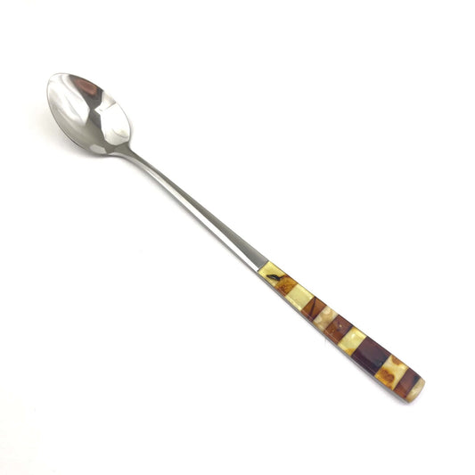 Spoon with a Polished Mosaic Amber