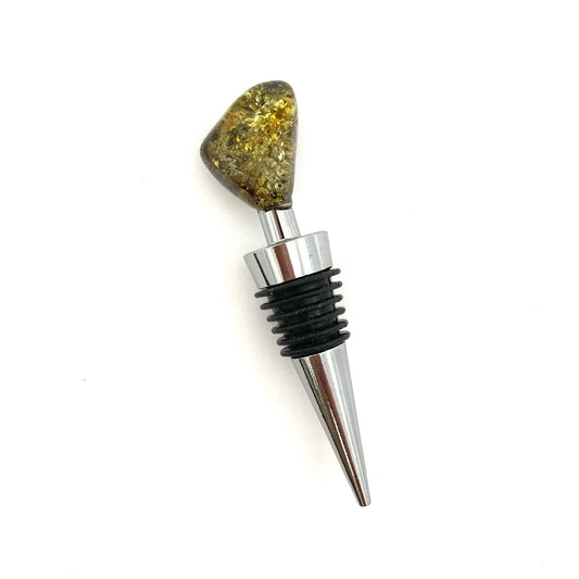 Wine Bottle Stopper with a Polished Green Color Amber