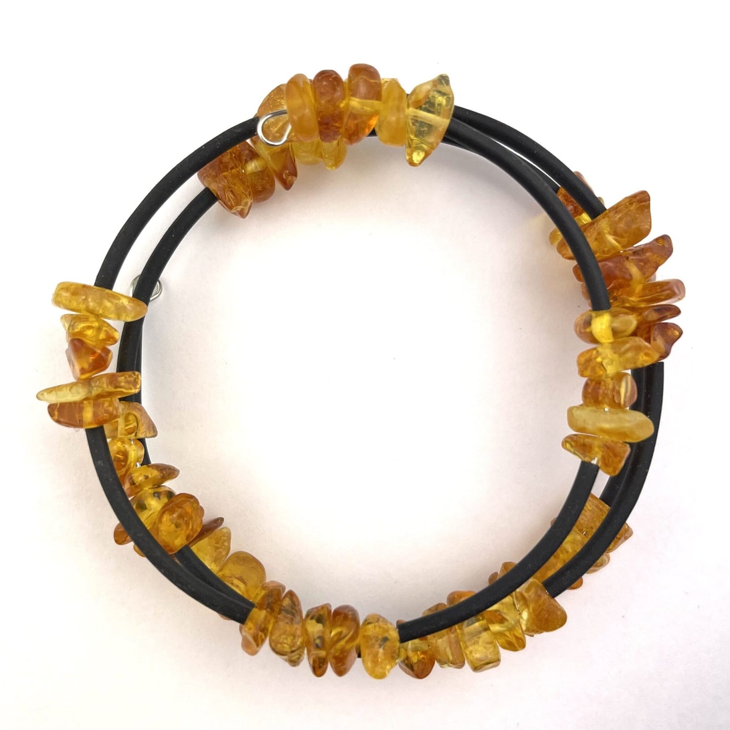 Polished Chips Beads Memory Wire Honey Color Bracelet