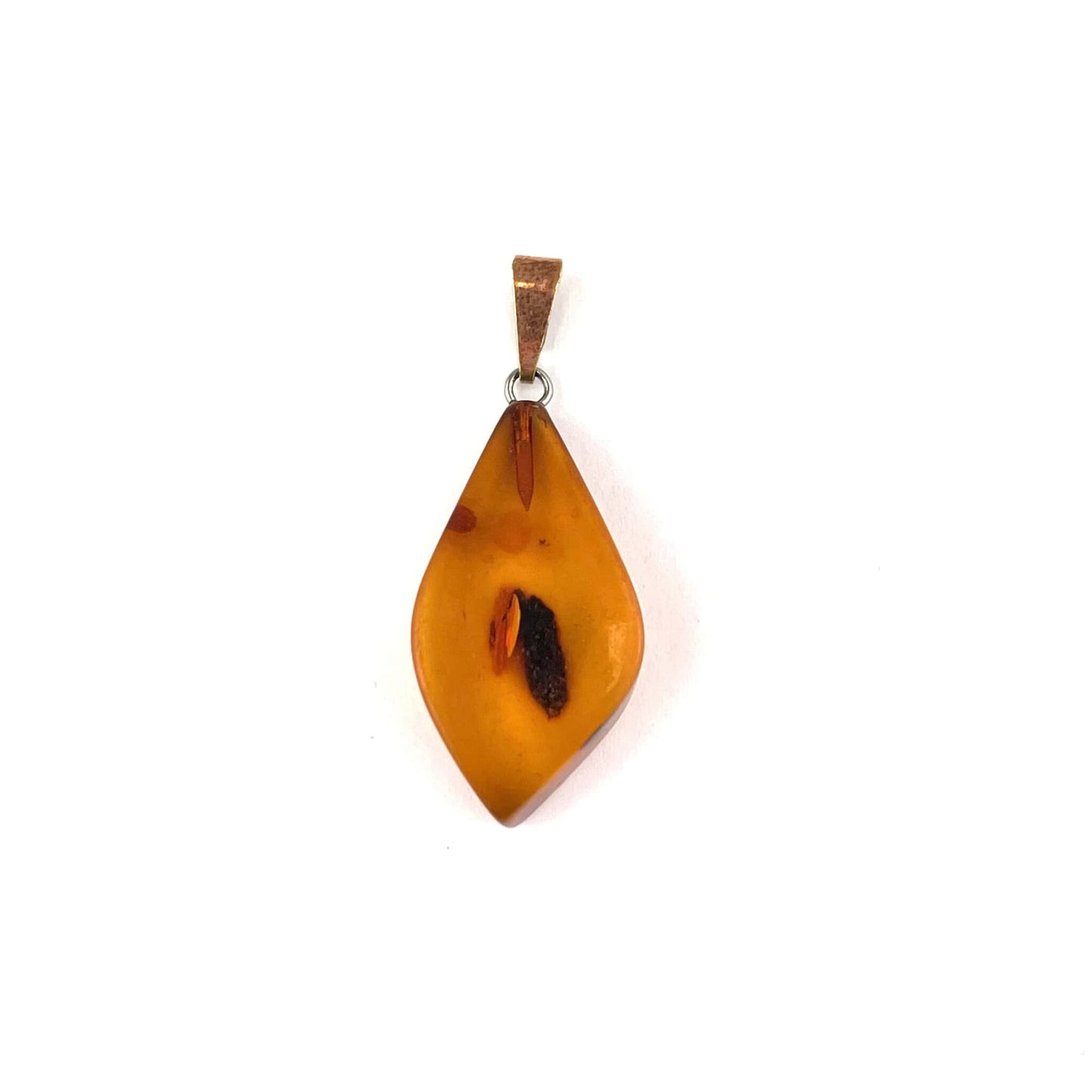 Polished Drop Shaped Cognac Color Pendant