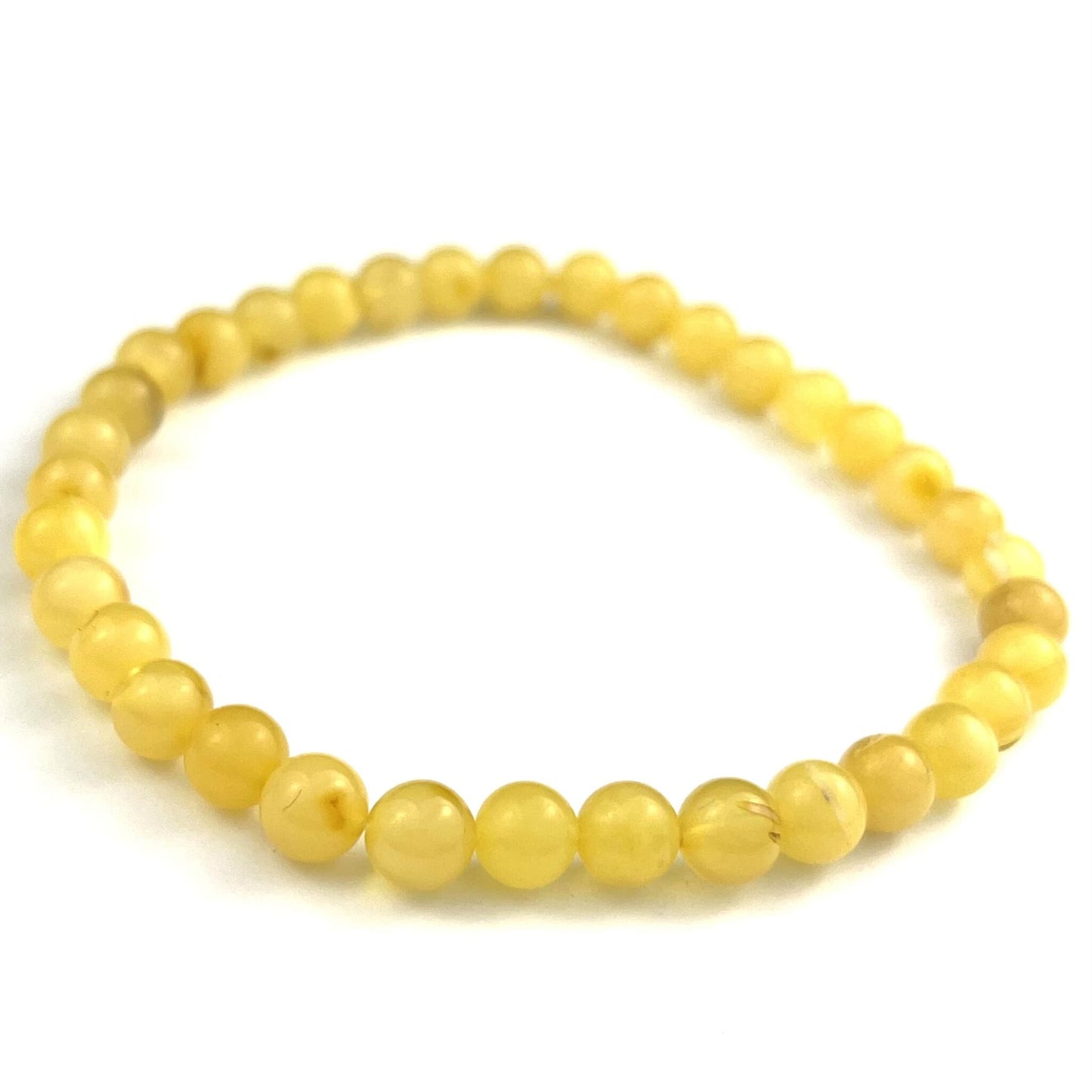 Polished Perfect Round Beads Light Butter Color Bracelet