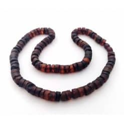 Raw unisex adult cherry color cylinder beads necklace