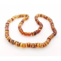 Raw unisex adult honey cylinder beads necklace