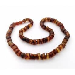 Raw unisex adult cognac color cylinder beads necklace