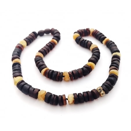 Raw unisex adult mixed color cylinder beads necklace