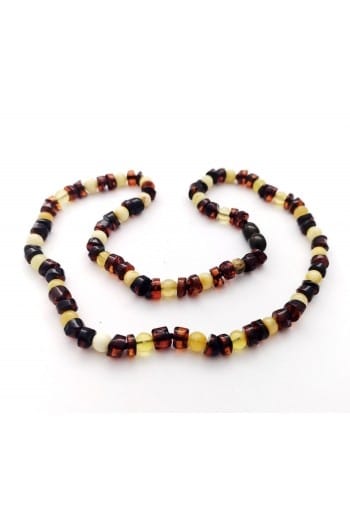 Raw Unisex adult mix colored cylinder beads necklace
