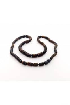 Raw unisex adult cylinder beads brown color necklace