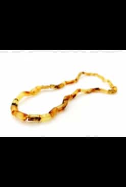 Raw unisex adult cylinder beads honey color necklace
