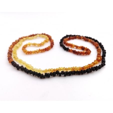 Raw adult semi rounded beads rainbow color long necklace