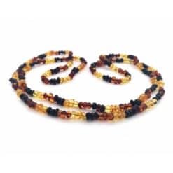 Polished adult semi rounded beads mix 3+3 style long necklace