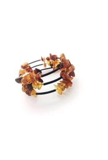 Polished memory wire chips beads honey color bracelet