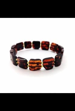 Polished adult square beads cherry color bracelet