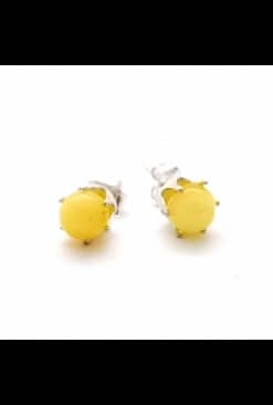 Polished small stud rounded butter color earrings