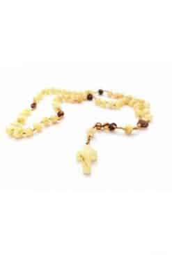 Polished rounded beads christian butter color rosary