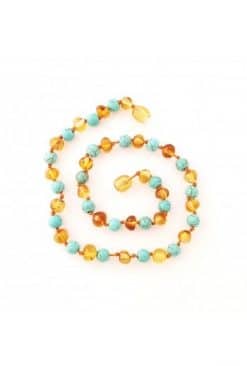 Polished baby rounded beads turquoise honey color necklace