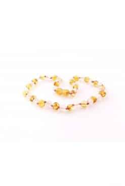 Polished baby rounded beads pink quartz honey color necklace