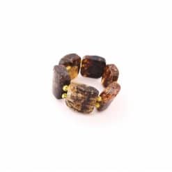 Polished amber adult square beads brown color ring