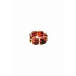 Polished amber adult square beads cognac color ring