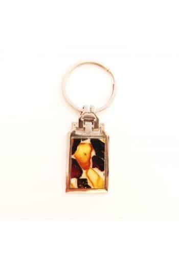 Keychain decorated with mix colored amber
