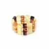Polished amber adult square beads mix color ring