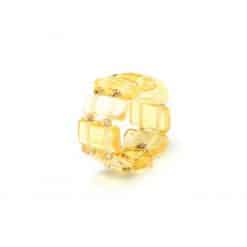 Polished amber adult square beads lemon color ring