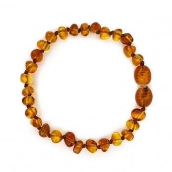 Polished semi rounded beads dark honey color bracelet