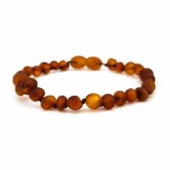 Raw semi rounded beads cognac bracelet