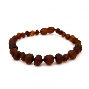 Raw semi rounded beads brown bracelet