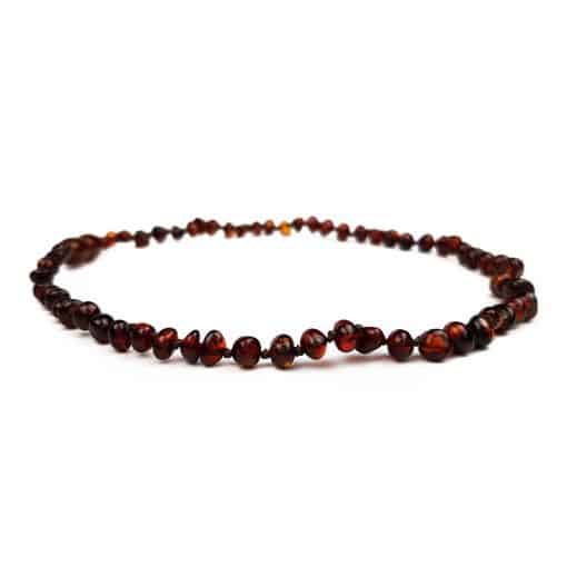 Polished baby semi rounded cherry color necklace
