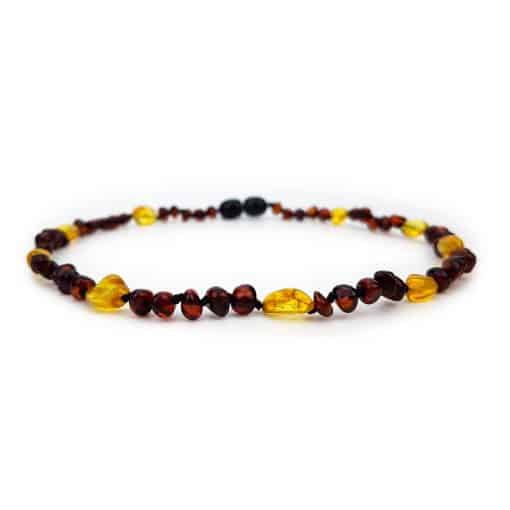 Polished baby semi rounded cherry + oval yellow beads necklace
