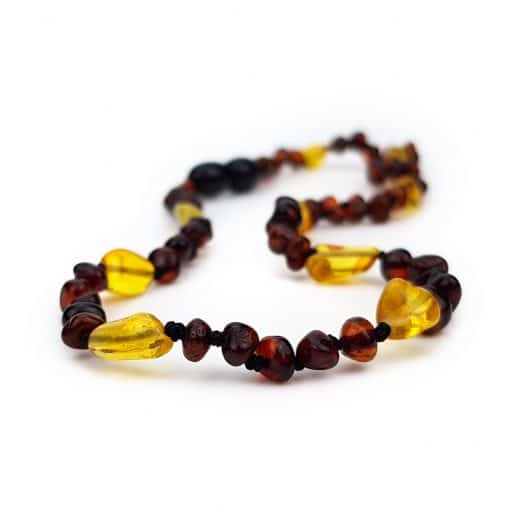 Polished baby semi rounded cherry + oval yellow beads necklace