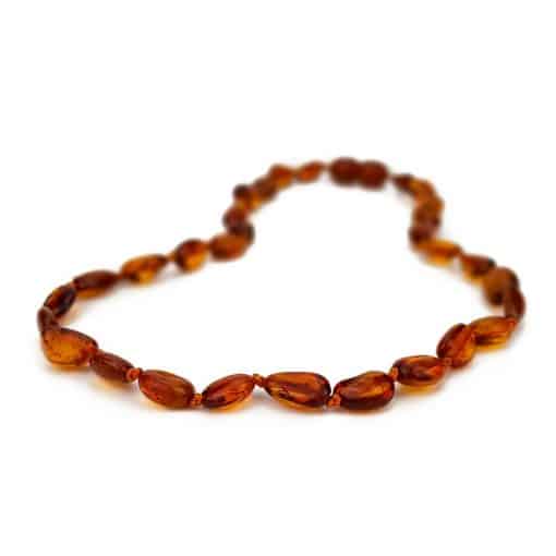 Polished baby oval beads cognac color necklace