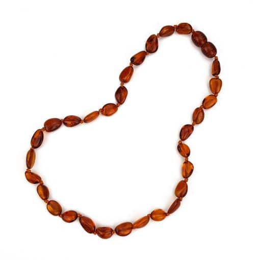 Polished baby oval beads cognac color necklace