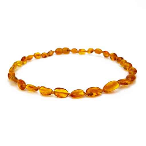 Polished baby oval beads dark honey color necklace