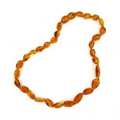 Polished baby oval beads dark honey color necklace