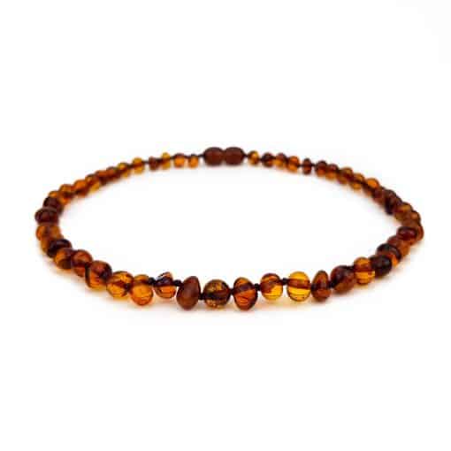 Polished baby baroque beads cognac color necklace