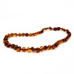 Polished baby baroque beads cognac color necklace