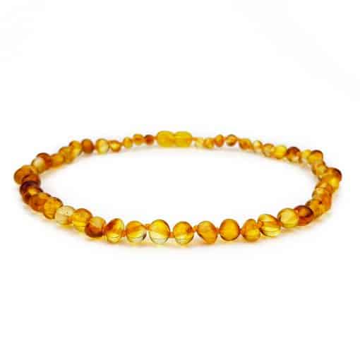Polished baby baroque beads honey color necklace