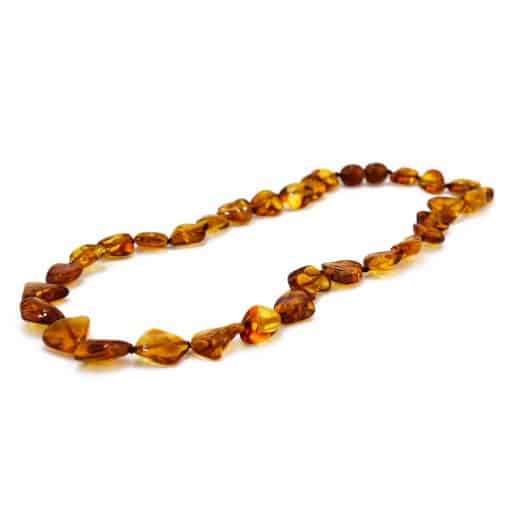 Polished teenage oval beads cognac necklace