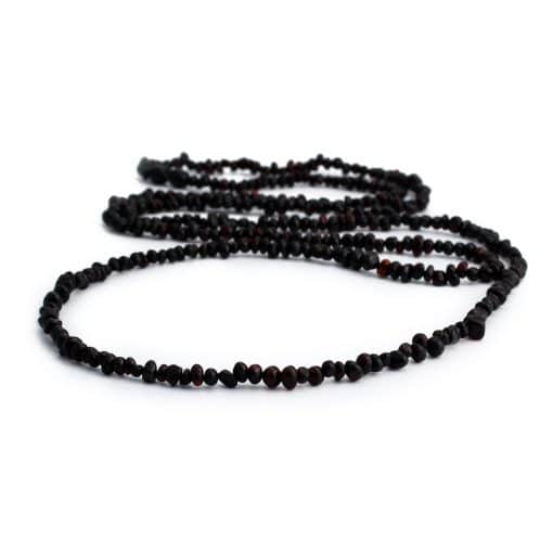 Polished adult semi rounded beads black color long necklace