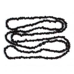 Polished adult semi rounded beads black color long necklace